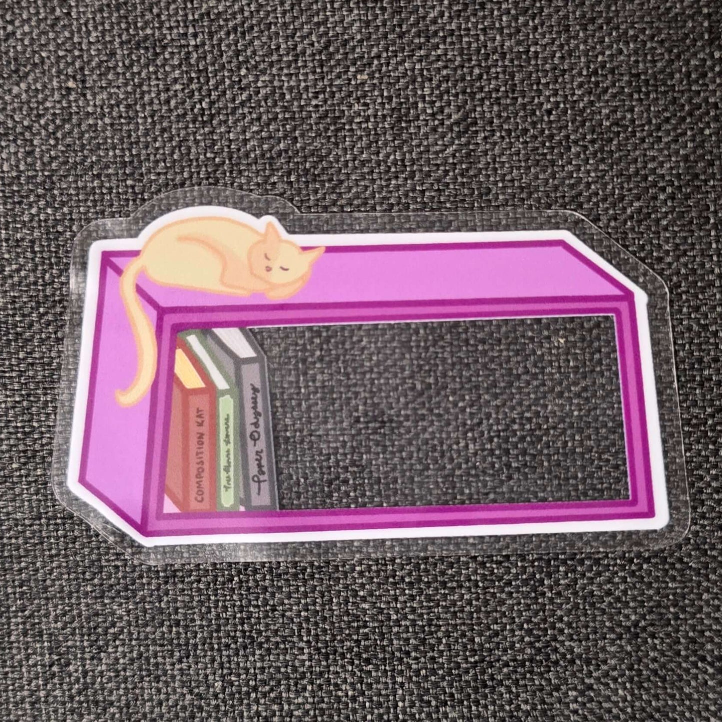 Bookshelf Cat Sticker (Clear)