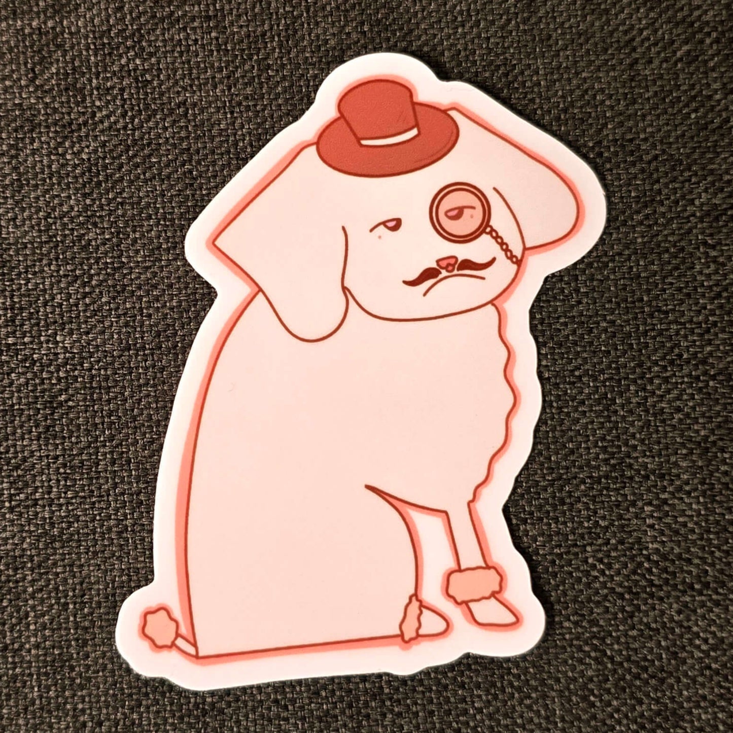 monocle bowler hat mustache poodle dog sticker