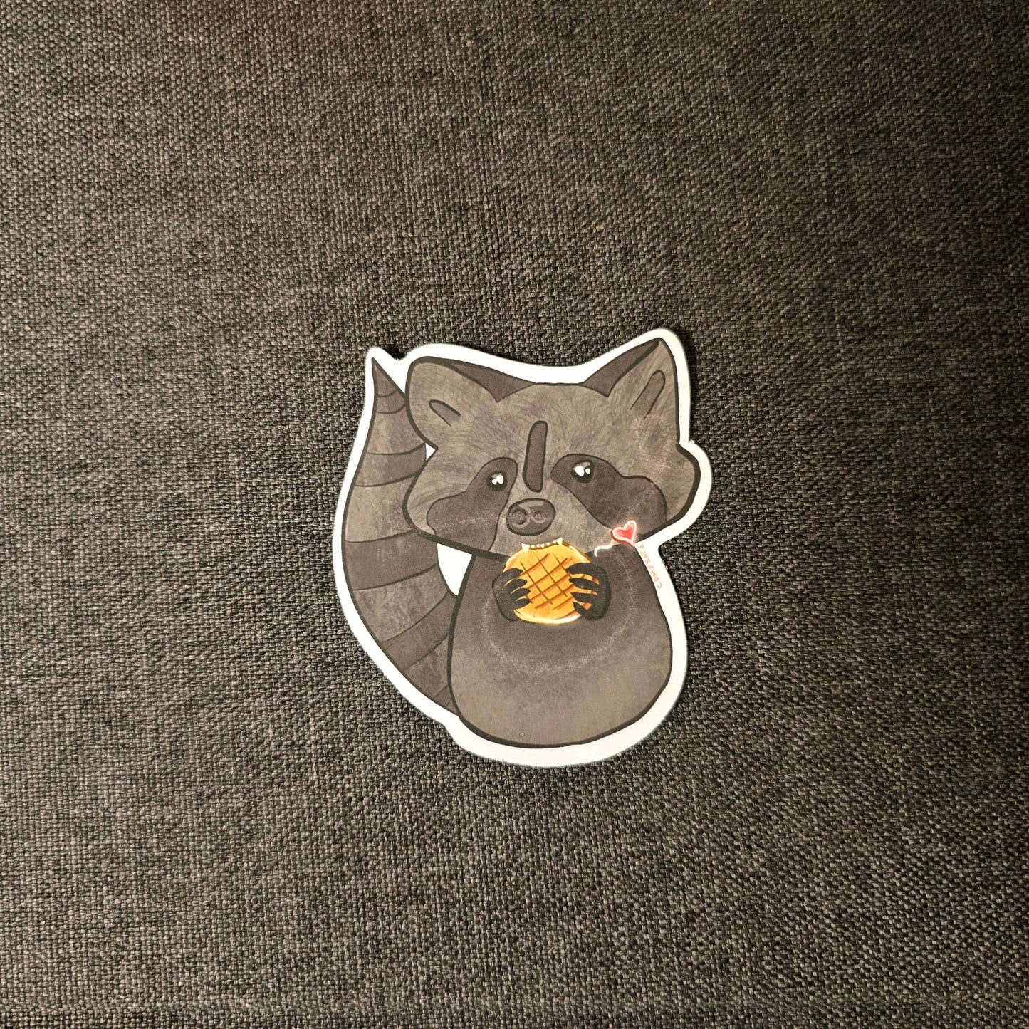 Raccoon Loves Waffle Cookie Sticker