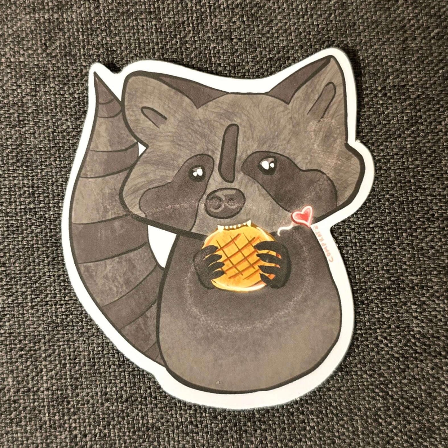 Raccoon Loves Waffle Cookie Sticker