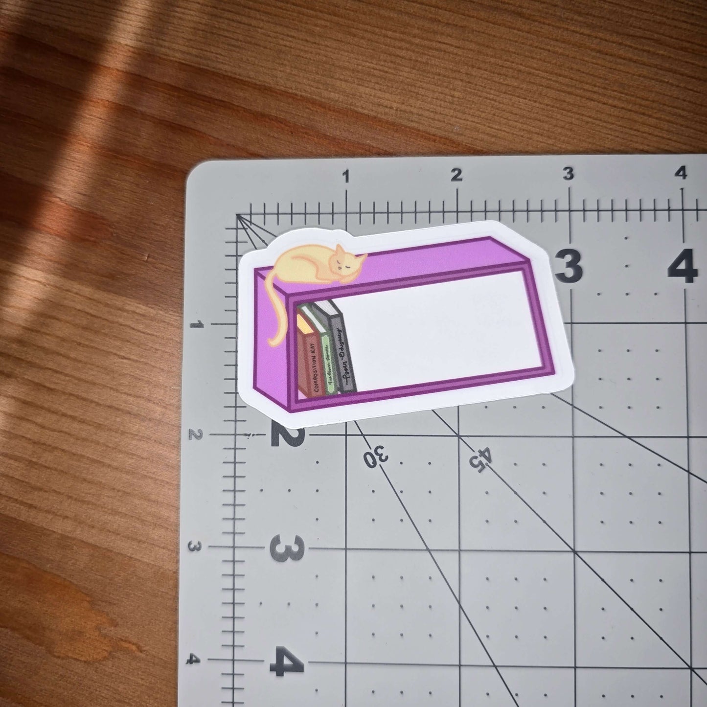 Bookshelf Cat Sticker (Clear)