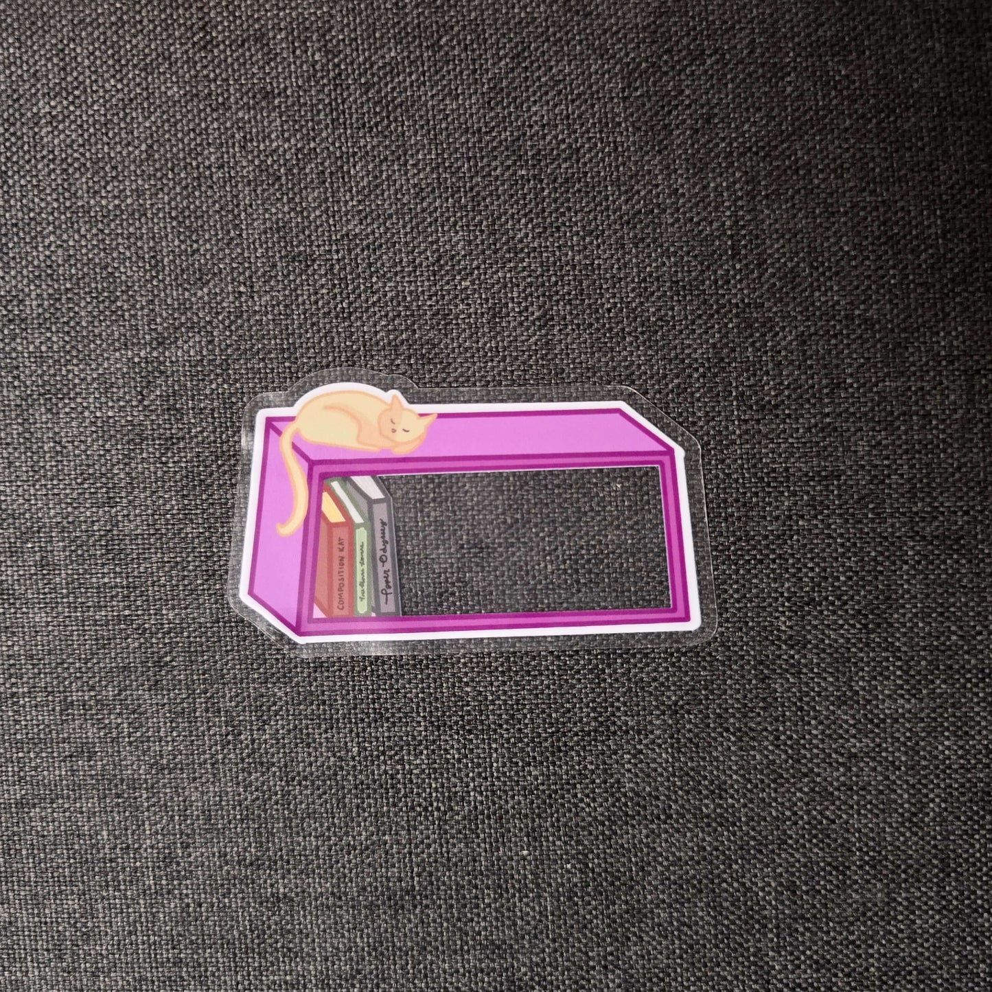 Bookshelf Cat Sticker (Clear)