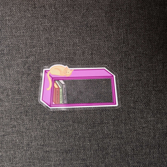 Bookshelf Cat Sticker (Clear)