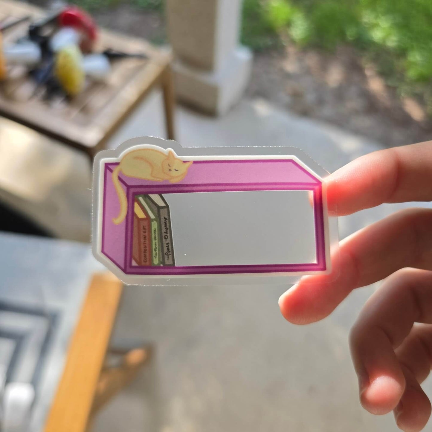Bookshelf Cat Sticker (Clear)