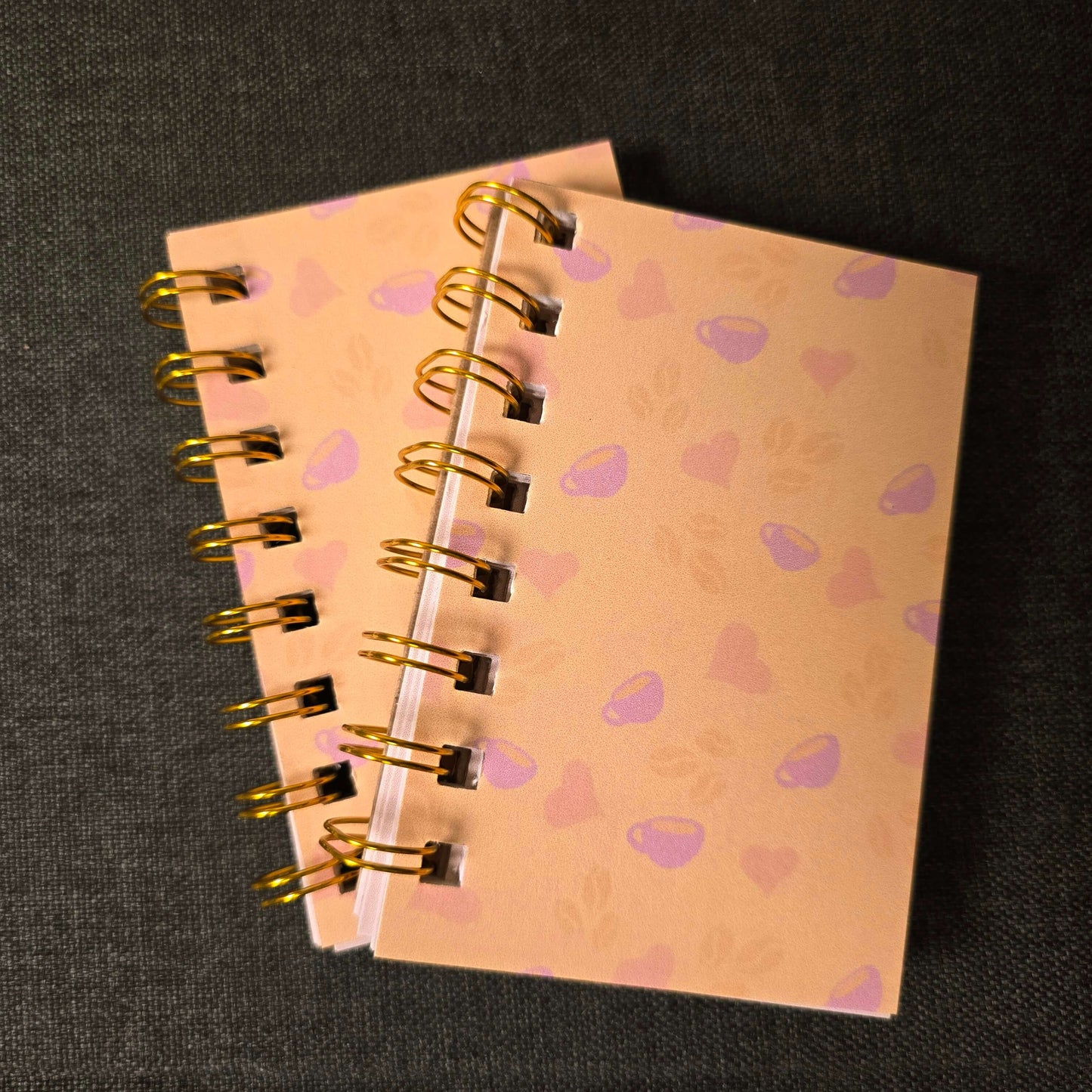 Coffee Bean Heart Spiral Notebook (Handmade)