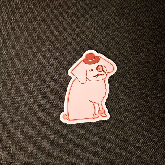 monocle bowler hat mustache poodle dog sticker